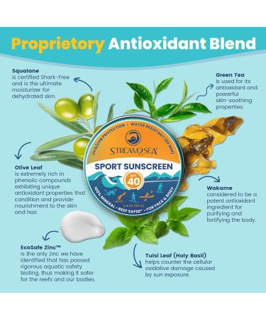STREAM2SEA Sunscreen Balm SPF 40 - Reef Safe Biodegradable Mineral Sunscreen Unscented Travel Size with Zinc Oxide 2.8 oz - Buy Online on SooperMarket.com