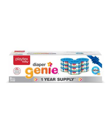 Playtex Baby Diaper Genie Diaper Pail System Refills 1 Year Supply (9-Pack)
