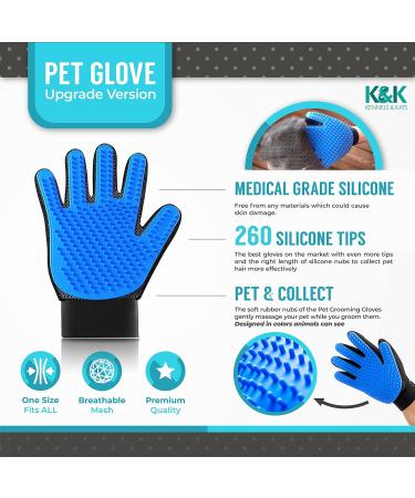 KENNELS & KATS Pet Grooming Glove | Premium De-shedding Brush for Dogs, Cats, Rabbits & Horses | 260 Tips for Mess-free Grooming | One Size Fits All | Blue - Buy Online on SooperMarket.com