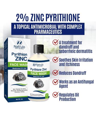Pyrithione Zinc Face Wash | 2% Zinc Soap for Acne Rosacea Eczema & Psoriasis | Calming Facial & Body Cleanser Made in USA - Buy Online on SooperMarket.com