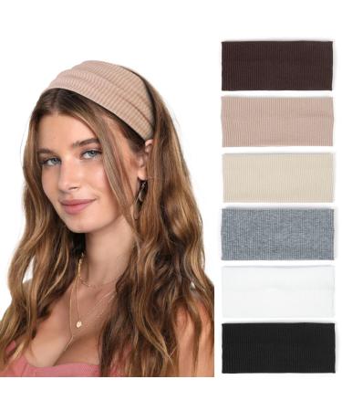 Headbands Women Elastic Wide Hairband Boho Soft Headband Sport Yoga Fashion Hair Accessories 6 Pieces Type B
