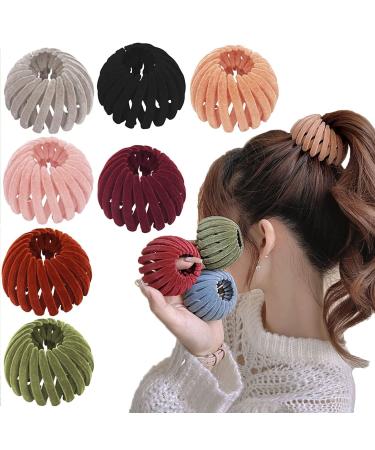 7pcs Zabernim Hair Holder Birds Nest Magic Hair Clip Bird Nest Magic Hair Clip for Women Girls Girls Velvet Expandable Bun Fixed Hair Claw Vintage Retractable Ponytail Holder Hairpin Buckles
