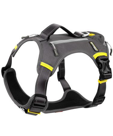 Fida Dog Harness No Pull with Handle Heavy Duty Dog Pack Hound Dog Saddle Bag Backpack for Travel Camping Hiking Small Dog with 2 Hidden Side Pockets (S Black) Small (Neck:34-48cm Chest:44-54cm) Black