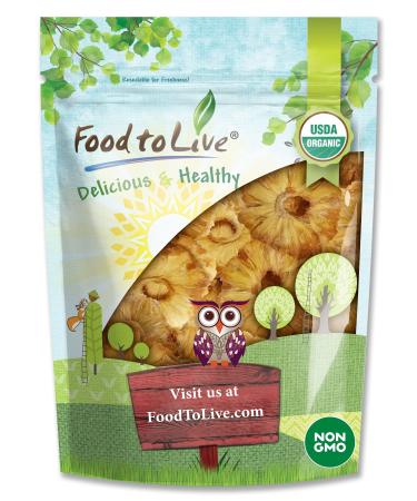 Food to Live Organic Dried Pineapple Rings 2 Pounds Non-GMO Flavorful Chewy Fruit Snack Vegan Unsulfured No Sugar Added Bulk Great Addition to Desserts Cakes Pies No Sulphites Unsweetened