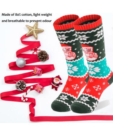 Hysenm Kids Ski Socks - 2 Pairs Warm Long Thick Snow Socks for Boys & Girls - Cotton Christmas Gift - Pattern 3 - X-Small - Buy Online on SooperMarket.com