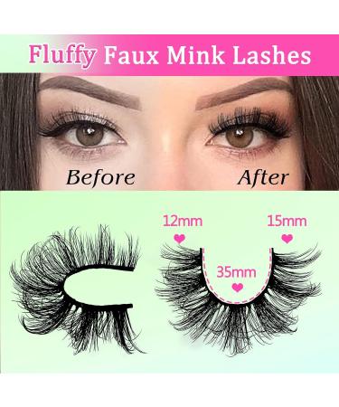 7 Pairs of 3D False Eyelashes Cat Eye Fluffy Volume D Curl Cat Eye Artificial Eyelashes Natural Look Reusable Handmade Faux Mink Makeup Eyelashes (BH02) 7B-D-Curl-H02 - Buy Online on SooperMarket.com