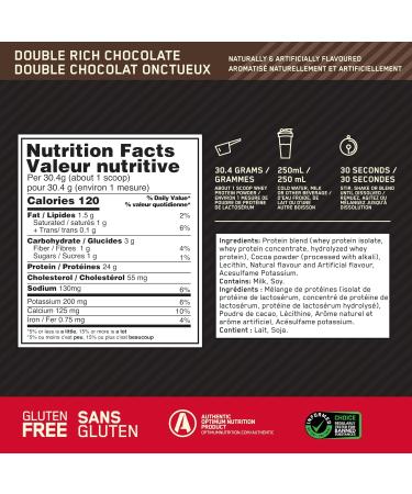 Optimum Nutrition Gold Standard 100% Whey Protein Powder 670g - Double Rich Chocolate - 22 servings (packaging may vary) Chocolate 22 Servings (Pack of 1) - Buy Online on SooperMarket.com