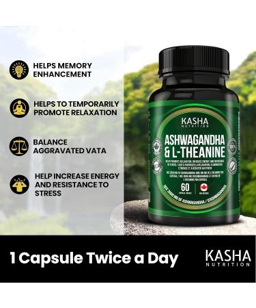 KASHA Nutrition Ashwagandha 3000 mg and L-theanine 100 mg Per Capsule | High Potency 10:1 Extract Expert Formulated | Resistance to Stress Promote Relaxation Energy Memory Enhancement Sleep Aid & Rejuvenative Tonic | Proudly Canadian | No Additives (60 Co - Buy Online on SooperMarket.com