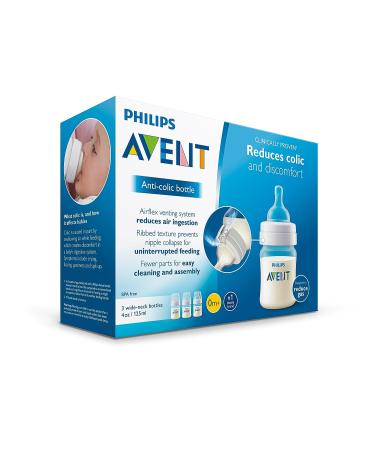 Philips Avent Anti-colic Baby Bottles Clear 4oz - 3 Piece Set, 3 Count - Buy Online on SooperMarket.com