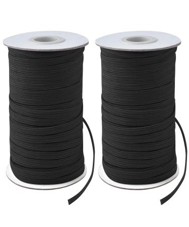 Coopay 80 Yards Length 1/4 Width Elastic Cord Elastic Bands Elastic Rope Heavy Stretch Elastic Spool Knit for Sewing  2 Rolls  40 Yards/Roll (Black  1/4 Inch) Black 1/4 Inch
