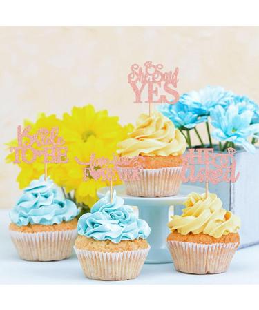 Cyodoos 24 Pcs He Asked She Said Yes Cupcake Toppers Cake Picks for Wedding Engagement Party Cake Picks for Wedding Bridal Shower Party Cake Decorations Rose Gold Rose Gold3 - Buy Online on SooperMarket.com