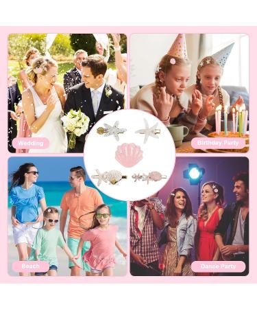 5-Piece Pearl Shell Starfish Hair Clip Set for Women - Beach Mermaid Hairpin Styling Accessories - Buy Online on SooperMarket.com
