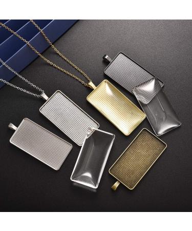 DROLE 30Pcs Pendant Trays Kit | Rectangle Bezels with Glass Cabochon | Jewelry Making Supplies - Buy Online on SooperMarket.com