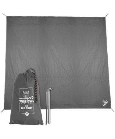 Wise Owl Outfitters Camping Tarp Waterproof - Tent Tarp for Under Tent - Camping Gear Must Haves w/Easy Set Up Including Tent Stakes and Carry Bag - Medium Grey Medium Gray