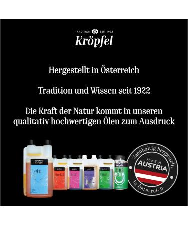 Kr p l Premium Linseed Oil for Animals - 1000ml Omega 3 Dietary Supplement for Horses Dogs & Cats - High-Quality Cold-Pressed Flax Seed Oil - Made in Austria - Buy Online on SooperMarket.com