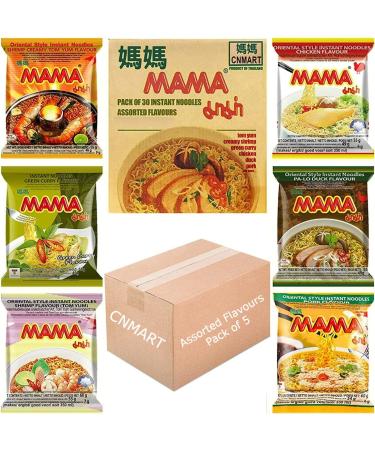 MAMA Instant Noodles Ramen Case of 5 | Assorted 5 Different Flavours Selected by CNMART