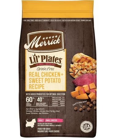 Merrick Lilâ€™ Plates Premium Grain Free Dry Dog Food For Small Dogs, Real Chicken And Sweet Potato Kibble - 4.0 lb. Bag