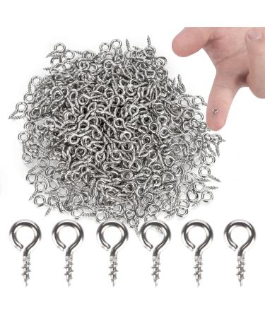 AccEncyc 500 Pcs Small Screw Eye Pins, 304 Stainless Steel Eye Screws Eye Hooks Screw Eyelets Screw for Art DIY, Bead, Bracelet, Jewelry Connectors, Mini Metal Hoop Peg