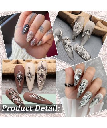 Embossed Bohemian Retro Lace Nail Art Stickers - 4 Sheets for Women and Girls - Buy Online on SooperMarket.com