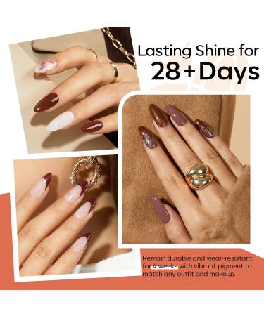 Modelones 32 PCS Gel Nail Polish Kit 28 Colors Nude Brown Gel Polish with Glitter & Glossy & Matte Gel Top Base Coat Glitter Nude Brown Red Pink Gel DIY Home Nail Curing Gifts for Women - Buy Online on SooperMarket.com