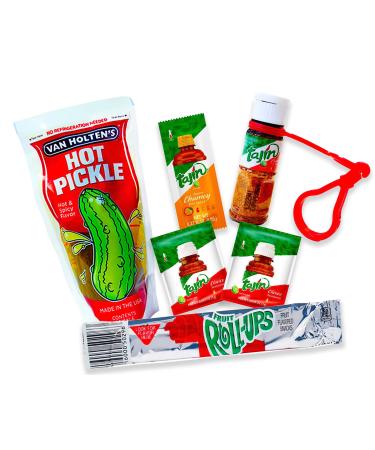 Tik Tok Chamoy Sour Pickle Kit - with Van Holten Pickle Fruit Roll-ups Tajin and Chamoy Sauce (Pack of 6)