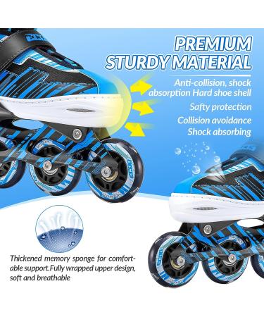 ECOO Adjustable Inline Skates with Light-up Wheels for Kids (Ages 4-12) - Blue - Large-Youth (3-6 US) | Beginner Roller Blades for Boys and Girls - Indoor and Outdoor Use - Buy Online on SooperMarket.com
