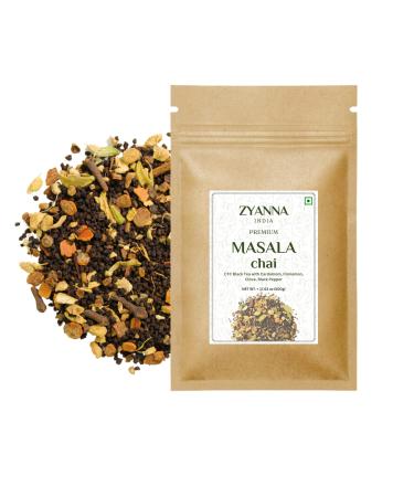 Zyanna Masala Chai Tea - Premium Blended Assam Tea with Aromatic Indian Masala Cardamom Cinnamon Clove Black Pepper (8.8 Ounce - 125 Cups - 250g)