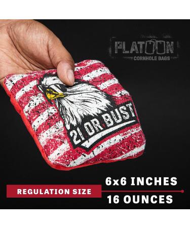 Play Platoon Tournament Series Cornhole Bags - Set of 8 - Red/Blue Eagle Design - Pro Style Dual Sided Slick and Sticky Bags - Buy Online on SooperMarket.com