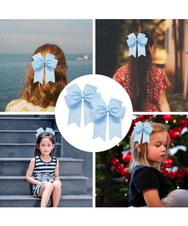 2 Pack 6 inch Bow Hair Clips Large Hair Bow Hair Barrette Clips for Women Girls Blue Hair Bow Light Blue - Buy Online on SooperMarket.com
