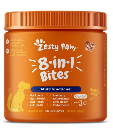 Zesty Paws 5-in-1 Multivitamin Bites for Dogs All Ages Peanut Butter Flavor 90 Soft Chews