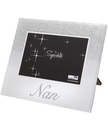 Maturi Silver Glitter Photo Frame Mirrored 6 x 4 Inch Nan Gift