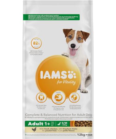 IAMS Complete Dry Dog Food for Adult 1+ Small and Medium Breeds with Chicken 12 kg Chicken 12 kg (Pack of 1) - Buy Online on SooperMarket.com