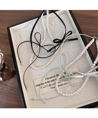 OralGos Elegant Adjustable Double Layer Choker Necklace - Stylish Silver Leather Bow Chain Jewelry for Women & Girls - Buy Online on SooperMarket.com