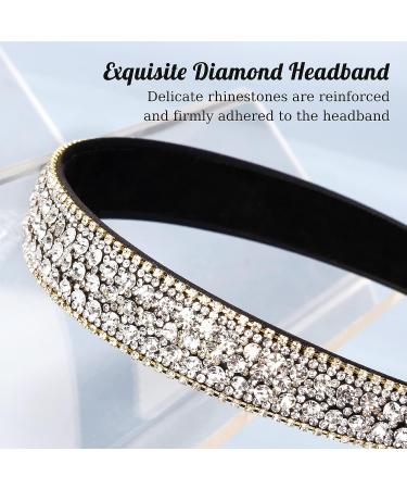 WOVOWO Rhinestone Headband - Sparkly Crystal Diamond Hair Accessories for Women, Non Slip Fashion Bling Head Band - White - Buy Online on SooperMarket.com