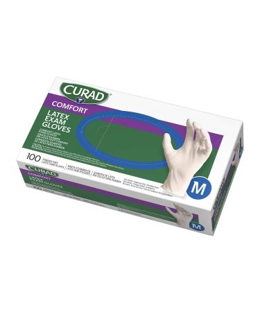 Curad Disposable Medical Latex Gloves Powder Free Latex Gloves are Textured Medium 100 Count Medium Gloves