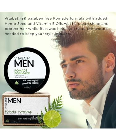 Vitabath Men's Pomade - Medium Hold with Hemp & Beeswax | Natural Hair Styling for Men - Lime & Cedarleaf Scent - 2 oz - Buy Online on SooperMarket.com