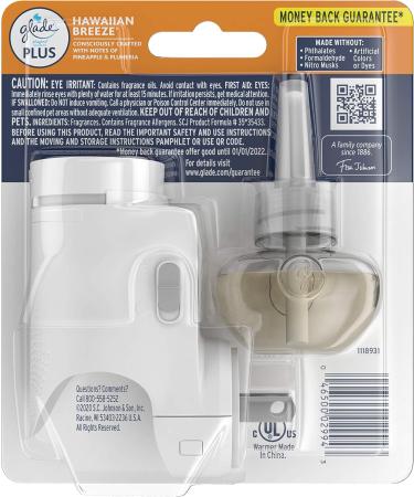 Glade PlugIn Plus Air Freshener Starter Kit - Hawaiian Breeze Scented Oil for Home & Bathroom - 0.67 Fl Oz Includes 1 Warmer & 1 Refill - Buy Online on SooperMarket.com