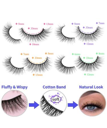 Geeneiya 20 Pairs 4D Volume Natural Short Mink Eyelashes Pack - Wispy Fluffy False Lashes Multipack - Buy Online on SooperMarket.com