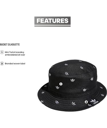 adidas Originals AOP Trefoil Bucket Hat - Unisex, One Size, Black/White - Buy Online on SooperMarket.com