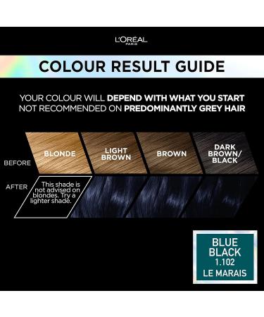 L'Or al Paris Permanent Hair Colour Long-Lasting Shine and Intense Colour For up to 8 Weeks Preference Vivids (Colorista) Blue Black 1.102 x1 pack 1.102 BLUE BLACK ENG - Buy Online on SooperMarket.com