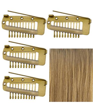 4 pieces of hair extension clamps metal wig clinging clinging snap small snap wing brackets 10 teeth comb brackets for women's hair extensions 4 golden