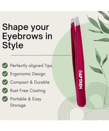 Wide Grip Slant Tweezers - German Stainless Steel - Hand-Filed Slanted Tips for Ultra-Precision - Tweezers for Eyebrows and Nose/Ear/Facial Hair - Professional Grade (Mehroon) - Buy Online on SooperMarket.com