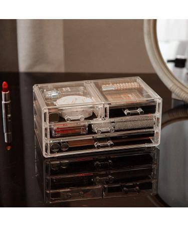 Cq acrylic Clear Makeup Organizer & Storage 4 Drawers - Set of 2 | Cosmetic & Jewelry Display Case for Beauty Skincare Products - Buy Online on SooperMarket.com