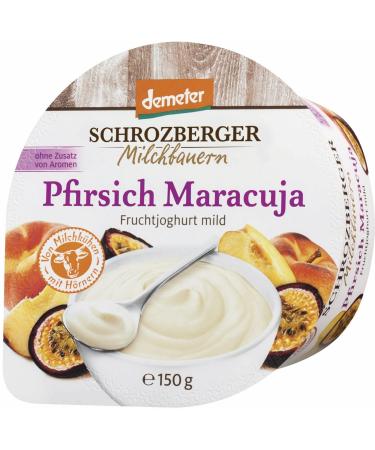 Schrozberger Milchbauern organic fruit yoghurt mild peach-passion fruit (6 x 150 gr)