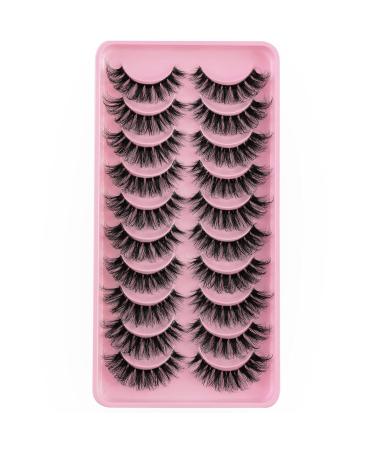 10 Pairs Clear Band Russian Volume Fluffy Strip Lashes - Naturally Wispy D Curly False Eyelashes (HT77-6) | International Shipping Available - Buy Online on SooperMarket.com