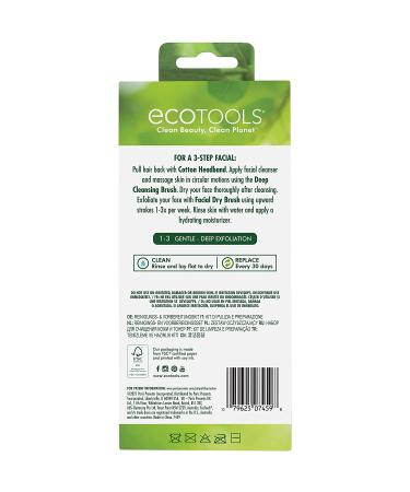 EcoTools Facial Cleanse & Prep Kit: Spa Headband, Cleansing Brush, Dry Brush - Eco-Friendly, Cruelty Free & Vegan - 3 Piece Set - Buy Online on SooperMarket.com