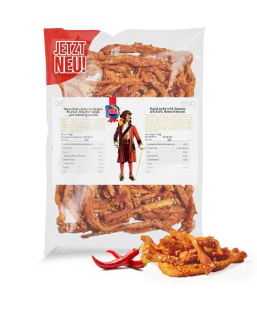 Inkfish jerky sesame 1kg - fish jerky i high protein i snacks i dryfish omega 3 i beef jury dry meat & chips alternative keto salad topping