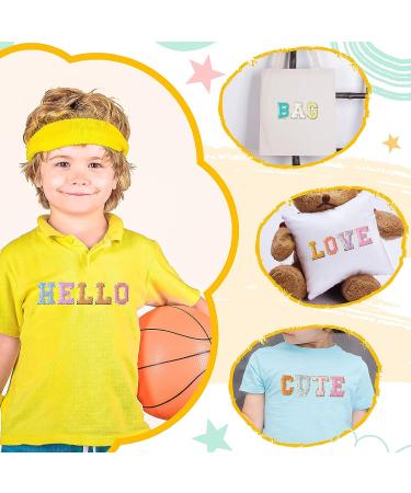 52 Chenille Letter Patches A-Z with Gold Glitter Border | Iron on Embroidered Patch for Clothing, Hats, Bags, Jackets, Shirts | Bright & Cute Style - Buy Online on SooperMarket.com