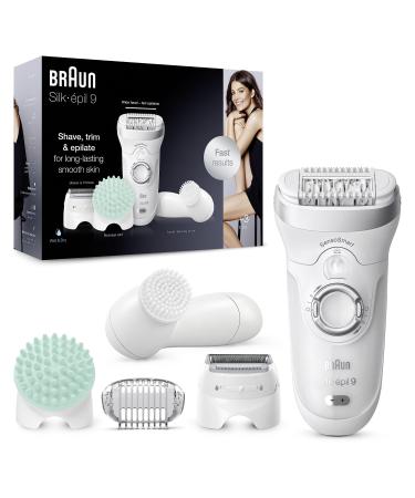 Braun Silk- pil 9 Epilierer Women / Hair Remener for Long-lasting hair removal including body massage pad facial cleaning brush 9-865 white / silver