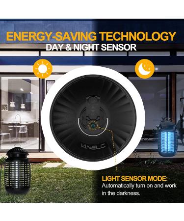 Electric Bug Zapper 4200V Waterproof Outdoor Insect Killer with Light Sensor - Dark-black - Buy Online on SooperMarket.com